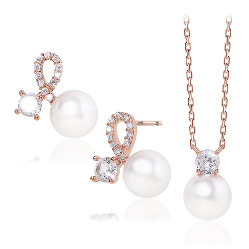 Free summer special price + free shipping★<br> <font color="red">14k★<br> Earring/Necklace SET</font><br> Melang pearl SET(8mm) SET0072 Korea