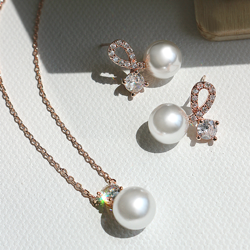 Free summer special price + free shipping★<br> <font color="red">14k★<br> Earring/Necklace SET</font><br> Melang pearl SET(8mm) SET0072