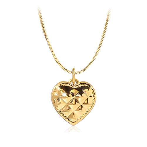 <font color="red">99.9% Pure Gold 24K Gold</font> Necklace<br><font color="red"></font> Embo Heart Snake Chain Necklace<BR> NA0010_J