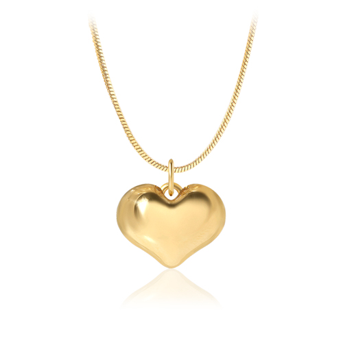 <font color="red">99.9% Pure Gold 24K Gold</font> Necklace<br><font color="red"></font> Chubby heart snake chain Necklace<BR> NA0006_J
