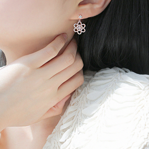 New arrivals 50% off ★Free shipping<br> <font color="red">92.5 Silver★</font><br> Langlang Flower Olive Earring<br> EA0080_A