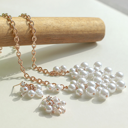Free summer special price + free shipping★<br> <font color="red">92.5 Silver★<br> Earring/Necklace SET</font><br> grape pearl SET SET0469