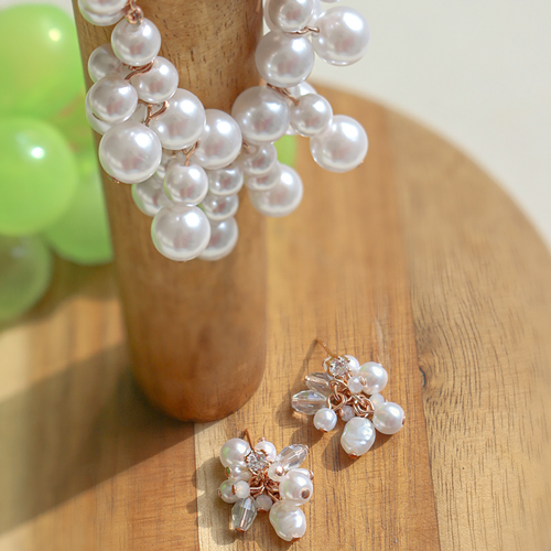 Free summer special price + free shipping★<br> <font color="red">92.5 Silver★<br> Earring/Necklace SET</font><br> grape pearl SET SET0469