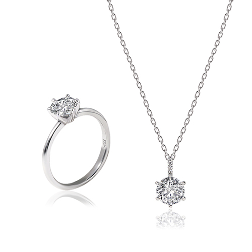 Opening special price 69% + free shipping★<br> <font color="red">92.5 Silver★<br> Ring/Necklace SET</font><br> Moissanite diamond SET SET0470