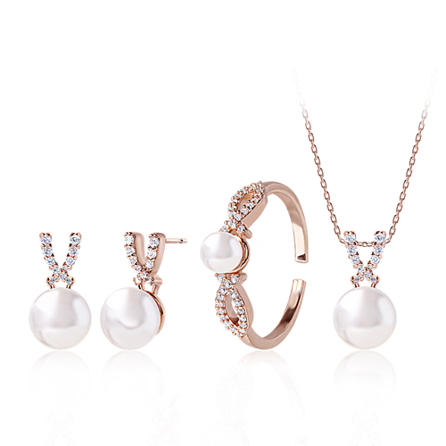 Set Special Sale 68%+Free Shipping<br> <font color="red">14K★<br> Earring/Ring/Necklace SET</font><br> Bunimoa pearl SET SET0304 Korea