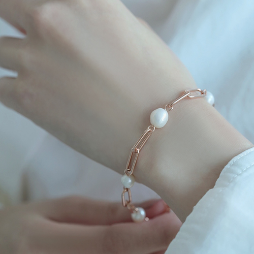 Summer Sale Special + Free Shipping★<br> <font color="red">primium freshwater pearl</font><BR> Deol freshwater pearl chain bracelet<BR> BA0472