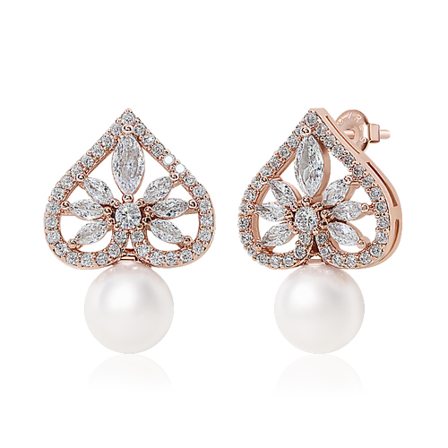 Summer Sale Special ★Free Shipping<br> <font color="red">92.5 Silver★</font><br> Langtal pearl olive Earring(7mm)<br> EA0029_A
