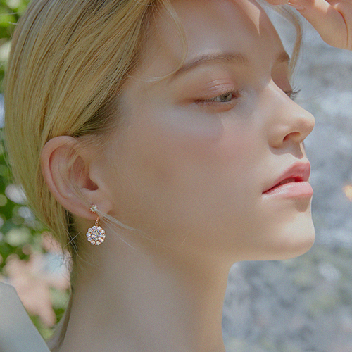 Summer Sale Special + Free Shipping★<br> <font color="red">14K ★</font><BR> Round Crystal Olive Earrings<br> EA0940