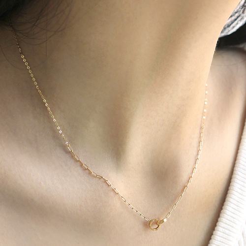 Free shipping★ <font color="green">Made</font> in <font color="red">ITALY</font><br> <font color="red">★ All 18K gold imported from Italy<br></font> Saint-Notre Clip Chain Necklace<BR> NA0091_B