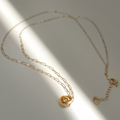 Free shipping★ <font color="green">Made</font> in <font color="red">ITALY</font><br> <font color="red">★ All 18K gold imported from Italy<br></font> Saint-Notre Clip Chain Necklace<BR> NA0091_B
