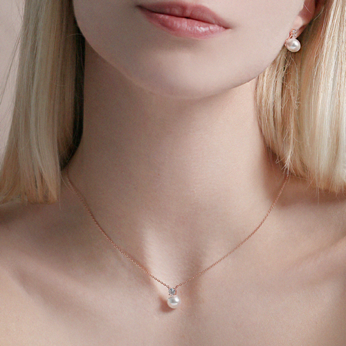 Summer Sale Special + Free Shipping★ <font color="red"><br>14k ★</font><br> Star outfit<br> Full-free pearl Earring+Necklace(8mm) SET0073
