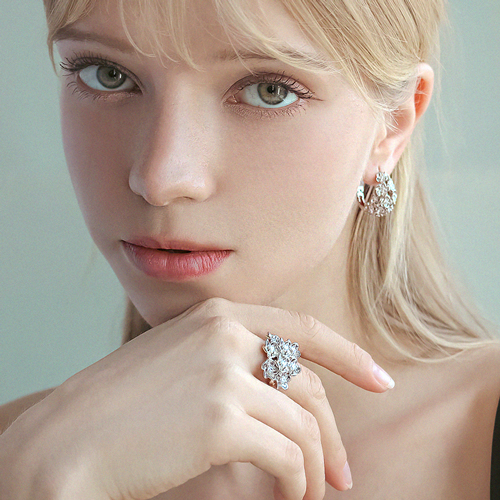 Summer Sale Special + Free Shipping★<br> <font color="red">14K★</font><br> Earring/Ring SET<br> Flower Basket SET0416