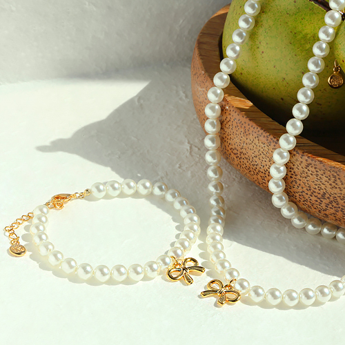 <font color="red">99.9% Pure Gold 24K Gold</font> bracelet/Necklace<br><font color="red"></font> Glitter pure gold pearl (6mm) SET<br> SET0004_J