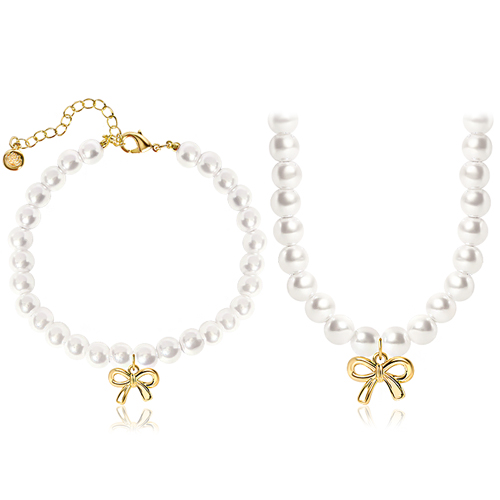 <font color="red">99.9% Pure Gold 24K Gold</font> bracelet/Necklace<br><font color="red"></font> Glitter pure gold pearl (6mm) SET<br> SET0004_J