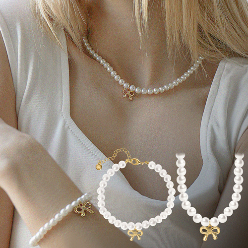 <font color="red">99.9% Pure Gold 24K Gold</font> bracelet/Necklace<br><font color="red"></font> Glitter pure gold pearl (6mm) SET<br> SET0004_J