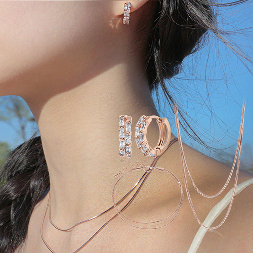 Summer Sale Special + Free Shipping★<br> <font color="red">14K★</font><br> Earring/Necklace/Bracelet SET<br> Roan Crystal SET SET0465 Korea