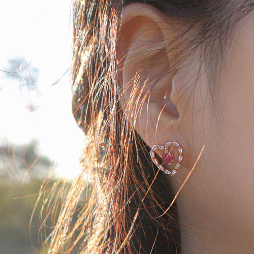 New arrivals 50% off ★Free shipping<br> <font color="red">92.5 Silver★</font><br> Betty Heart Crystal Earring<br> EA0078_A