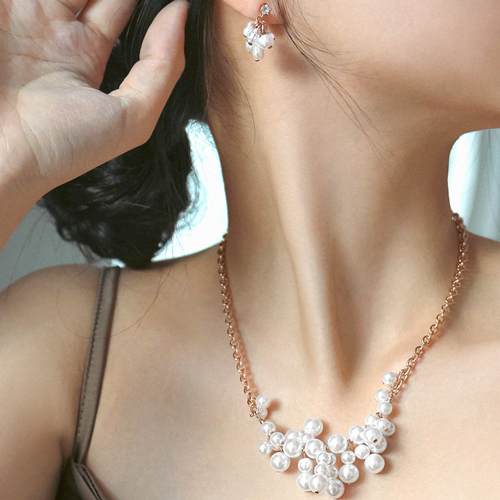 Summer Sale Special + Free Shipping★<br> <font color="red">92.5 Silver★<br> Earring/Necklace SET</font><br> grape pearl SET SET0469