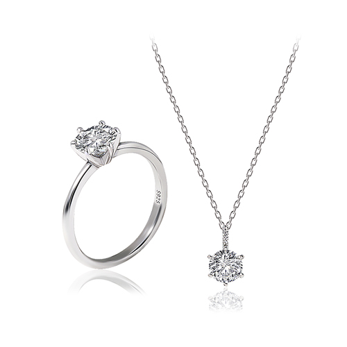 8/19 Today only, this price + free shipping★<br> <font color="red">Overall 92.5 Silver★<br> Ring/Necklace SET</font><br> Moissanite diamond SET SET0470