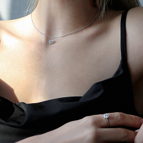 8/19 Today only, this price + free shipping★<br> <font color="red">Overall 92.5 Silver★<br> Ring/Necklace SET</font><br> Moissanite diamond SET SET0470