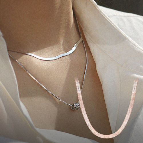 Summer Sale Special + Free Shipping★<br> <font color="red">Total 92.5 Silver</font><br> Penne Snake Necklace<br> NA0324 Korea