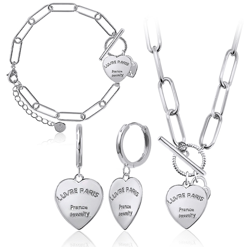 Summer Sale Special + Free Shipping★<br> <font color="red">14k★</font><br> Earrings/Necklace/Bracelet SET<br> Luvre heart SET0168