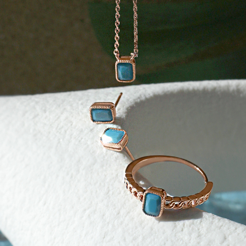 Summer Sale Special + Free Shipping★<br> <font color="red">14K★<br> Earring/Necklace/Ring SET</font><br> Mel Mini Square SET SET0354