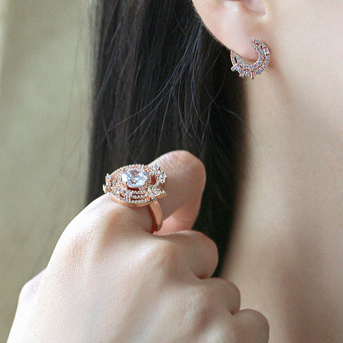 Summer Sale Special + Free Shipping★ <font color="red"><br>92.5 Silver★<br></font> Earring/Ring SET<br> Oasis Crystal SET SET0478