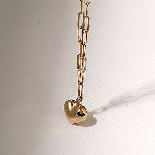 Free shipping★ <font color="green">Made</font> in <font color="red">ITALY</font><br> <font color="red">★ All 18K gold imported from Italy<br></font> Antique Heart Clip Chain Necklace<BR> NA0092_B