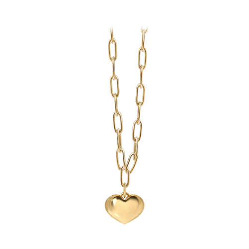 Free shipping★ <font color="green">Made</font> in <font color="red">ITALY</font><br> <font color="red">★ All 18K gold imported from Italy<br></font> Antique Heart Clip Chain Necklace<BR> NA0092_B