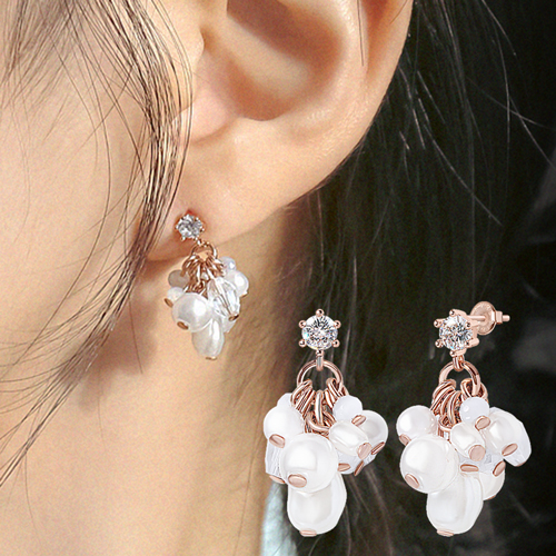 New arrivals 50% off ★ Free shipping<br> <font color="red">92.5 Silver★</font><br> Grape pearl Earrings (4mm, 6mm)<br> EA3171