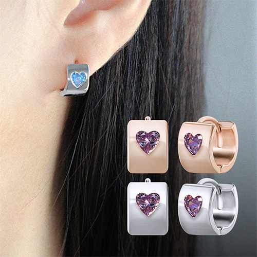 Summer Sale Special ★Free Shipping<br> <font color="red">14K★</font><br> Fit Heart One Touch Ring Earring<br> EA3192