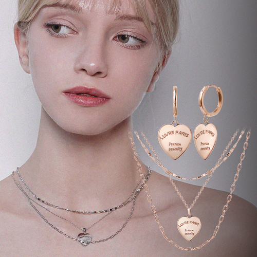 Summer Sale Special + Free Shipping★<br> <font color="red">14k★<br> Earring/Necklace SET</font><br> Luvre 3line layered SET0439