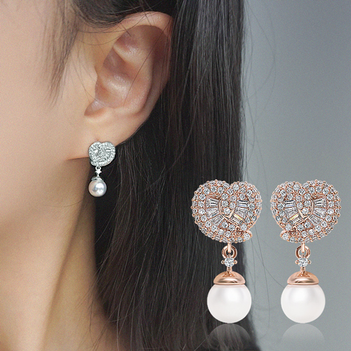 New arrivals 50% off ★ Free shipping<br> <font color="red">92.5 Silver★</font><br> heart madeleine olive earring(8mm)<br> EA0015_A