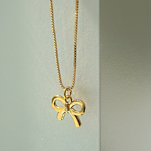 <font color="red">99.9% pure gold 24K Gold</font> Necklace<br><font color="red"> </font>Bowknot Box Chain Necklace<BR> NA0009_J