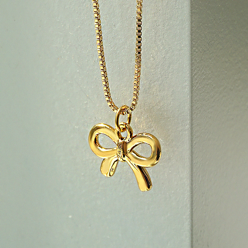 <font color="red">99.9% pure gold 24K Gold</font> Necklace<br><font color="red"> </font>Bowknot Box Chain Necklace<BR> NA0009_J
