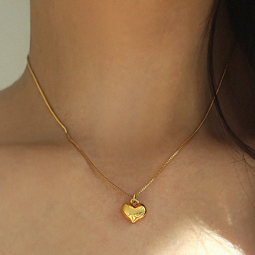 <font color="red">99.9% pure gold 24K Gold</font> Necklace<br><font color="red"></font> Plump heart box chain necklace<BR> NA0006_J