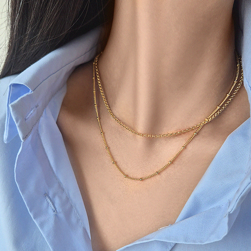 Fall in SALE + Free Shipping★<br> <font color="red">14K★</font><br> Beaded layered chain Necklace<br> NA0665