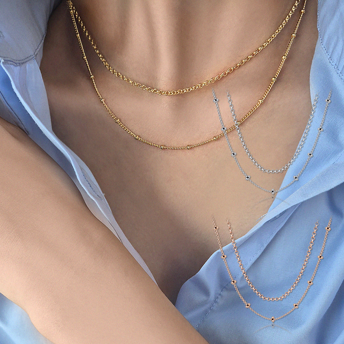 Fall in SALE + Free Shipping★<br> <font color="red">14K★</font><br> Beaded layered chain Necklace<br> NA0665