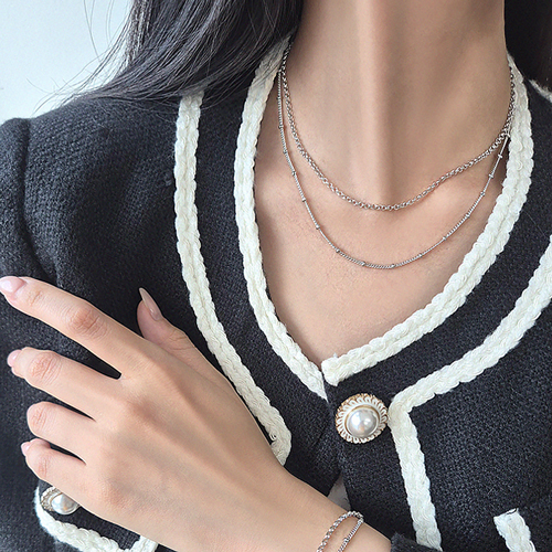 Fall in SALE + Free Shipping★ <font color="red"><br>14K★ Same-day rocket delivery</font><br> bracelet/necklace set<br> Beaded layered chain SET SET0488