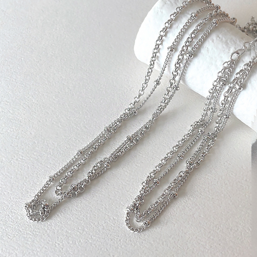 Fall in SALE + Free Shipping★ <font color="red"><br>14K★ Same-day rocket delivery</font><br> bracelet/necklace set<br> Beaded layered chain SET SET0488