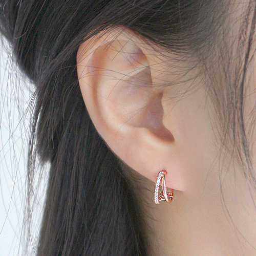 Free shipping★<br> <font color="red">Total 10K Gold★</font><br> Whitney One Touch Ring Earring<br> EA0012_R
